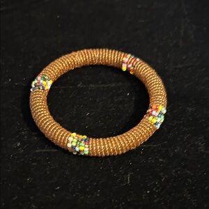 Elegant Beaded Bracelet in Brown and Multicolor 8 inches